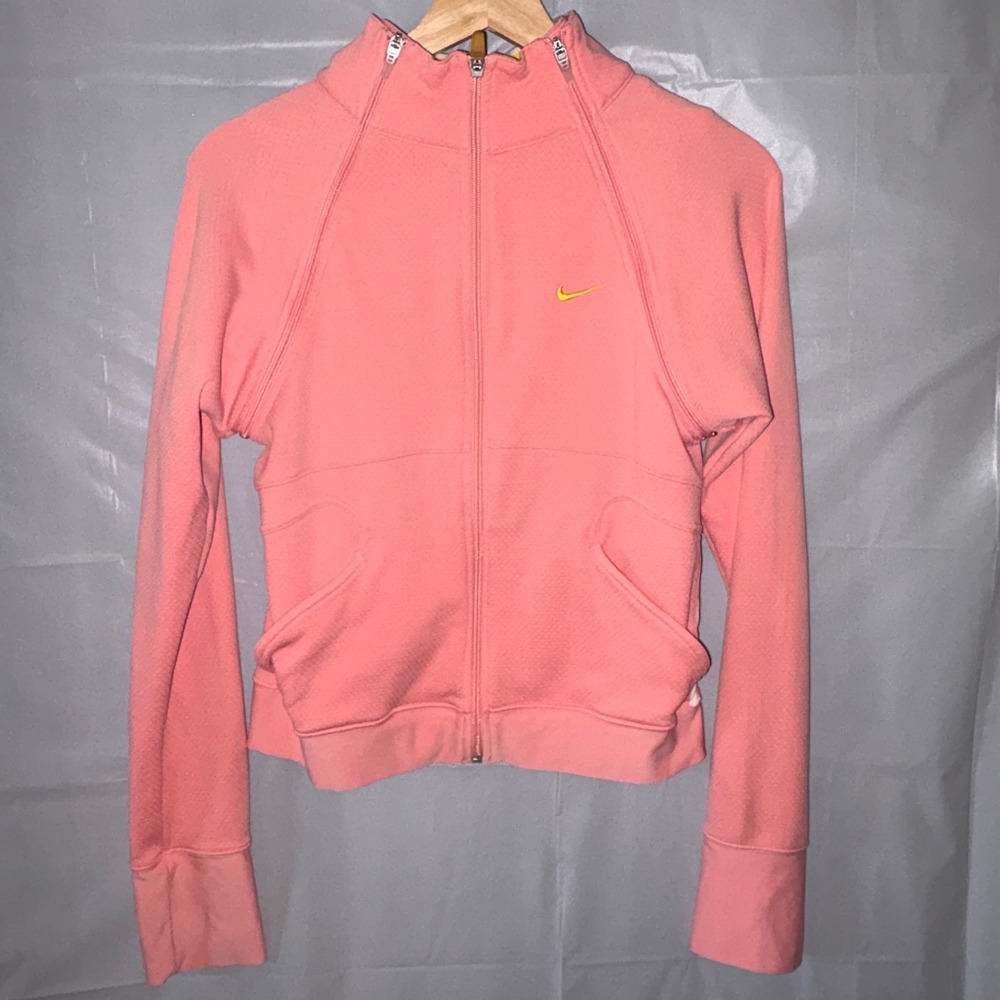 Nike Sphere Dry Women Pink Full Zip Running Jacket Medium Mock Neck Triple Zip